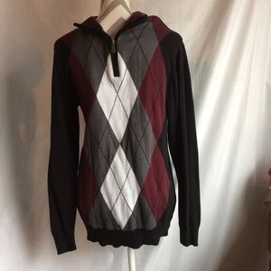 Method Argyle Long Sleeve Quarter-Zip Sweater Grandpacore Sz M